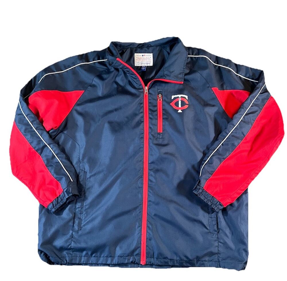 Vintage Minnesota Twins Jacket XL MLB Y2K Windbreaker Navy Red Zip Retro